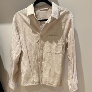Uniqlo Men's Cream Linen Button-Up Jacket